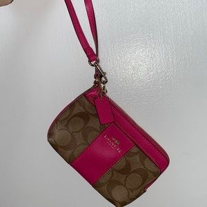 Authentic Coach Wristlit ft. PINK! Like new!